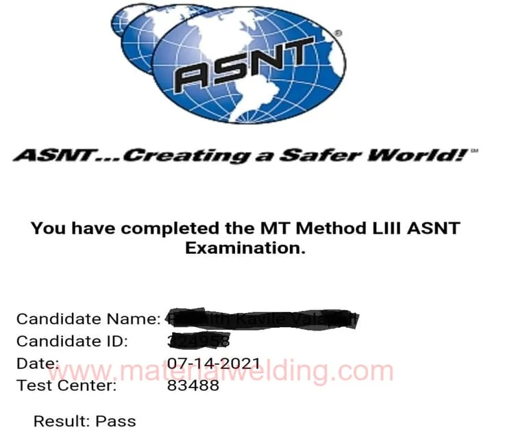 ASNT Certification passing letter 1 jpg NDT Certification: Level 1,2 ,3 Explained