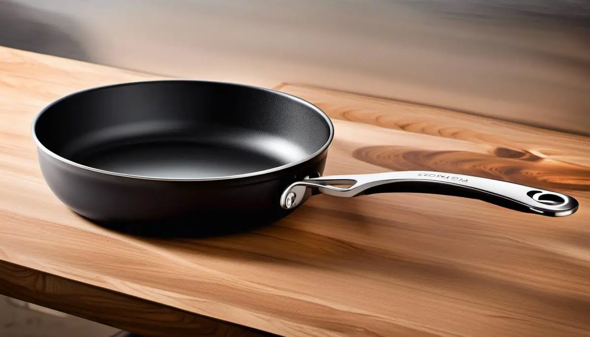 A well-seasoned carbon steel pan with a glossy surface