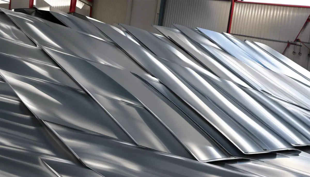 Image depicting galvanized steel sheets with a layer of zinc coating.